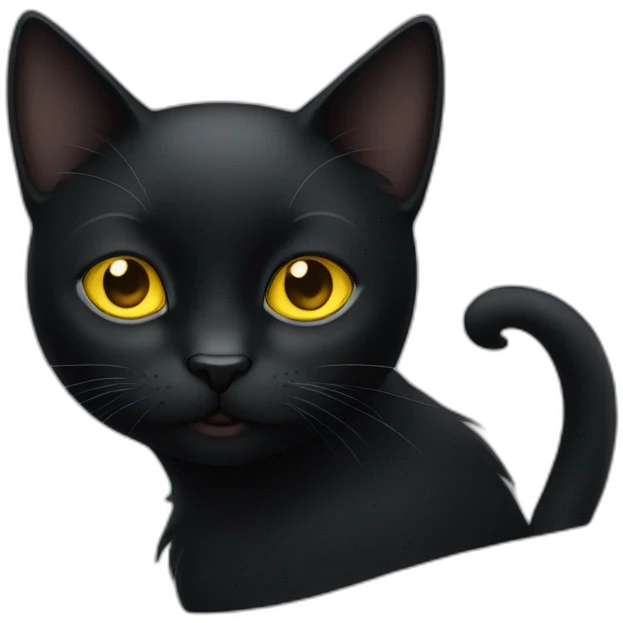 Black cat with yellow eyes emoji