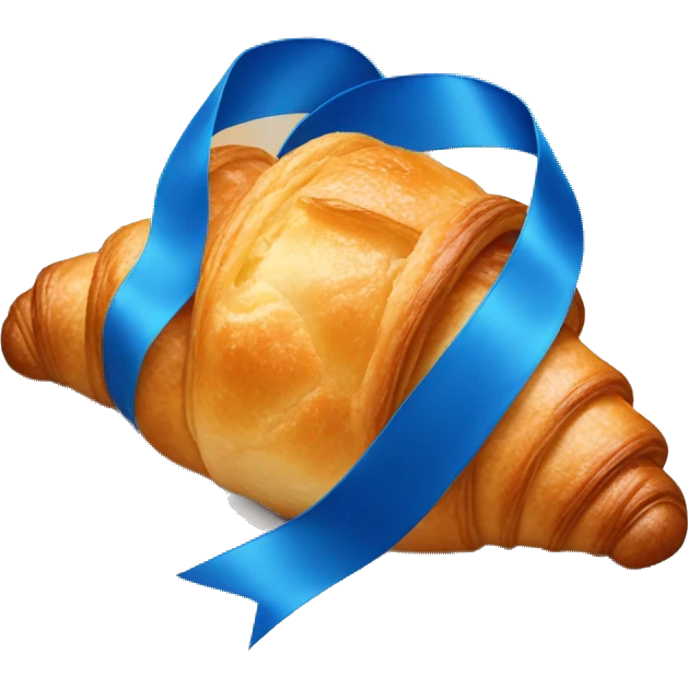 croissant with blue ribbon emoji
