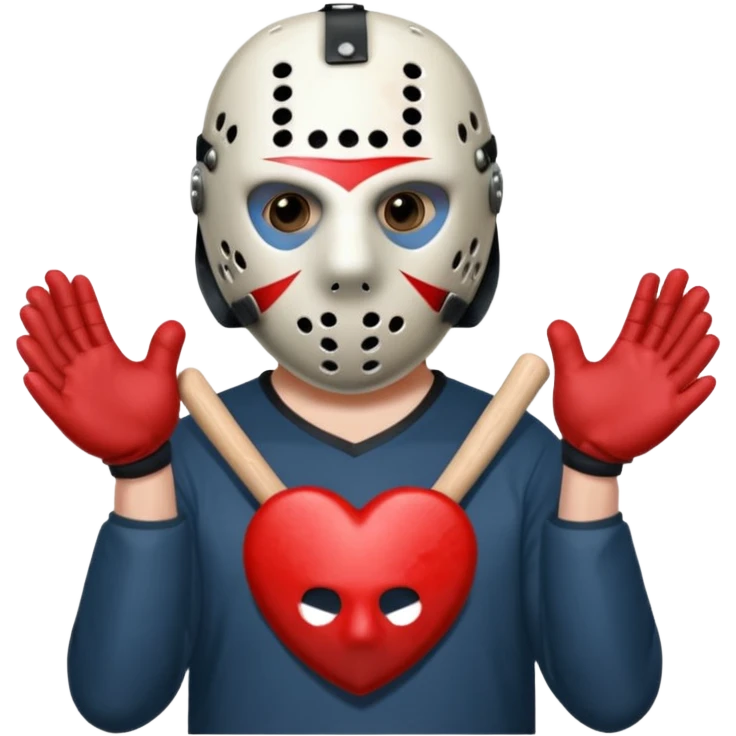 Jason Voorhees, looking cute, heart hands emoji