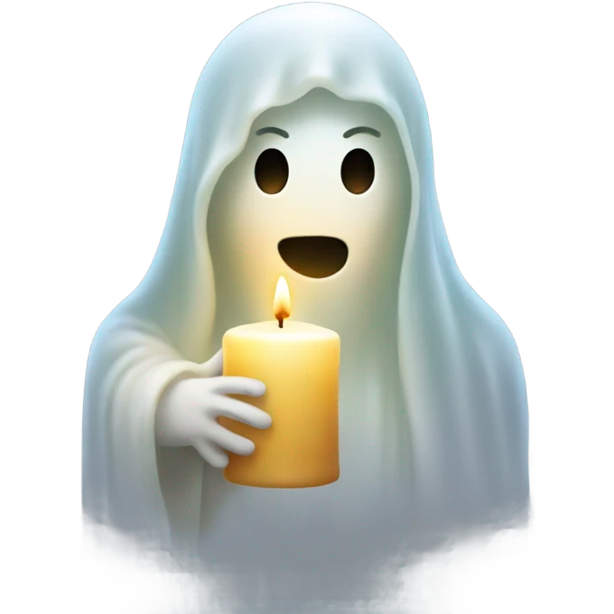 transparent ghost, ethereal with a candle, without shape. emoji