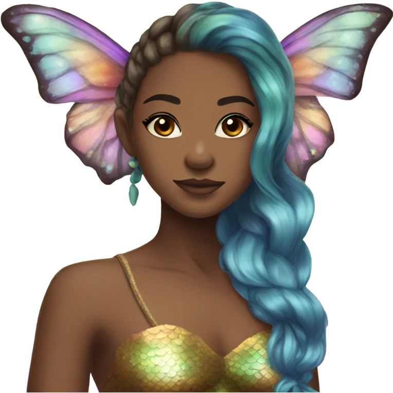 rainbow horn butterfly mermaid brown skin brown eyes emoji