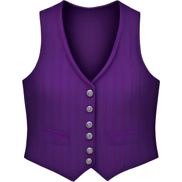 Realistic isolated dark purple and magenta pinstriped feminine fashion hater top vest. emoji