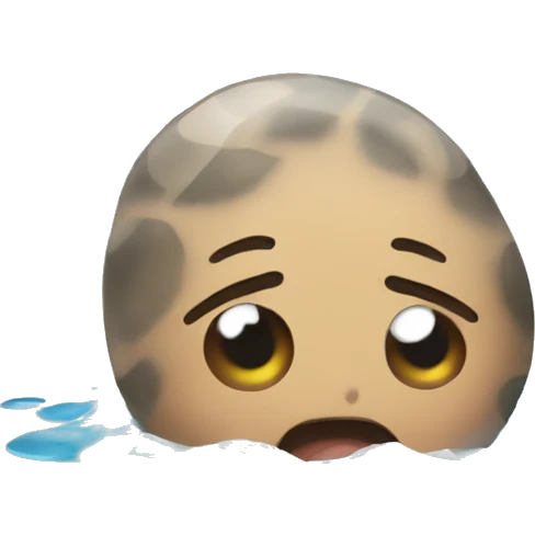 pebbles with a face falling into the water emoji