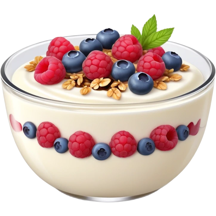 yogurt bowl with raspberries, blueberries and granola  emoji