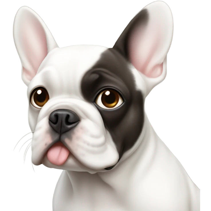 White French bulldog with one blue eye and one brown eye  emoji