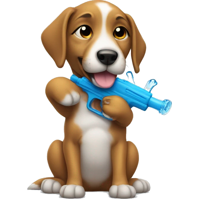 puppy holds water gun emoji