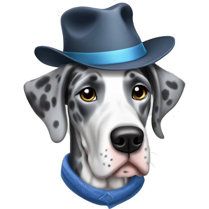 Blue Merle Great dane wearing fedora  emoji