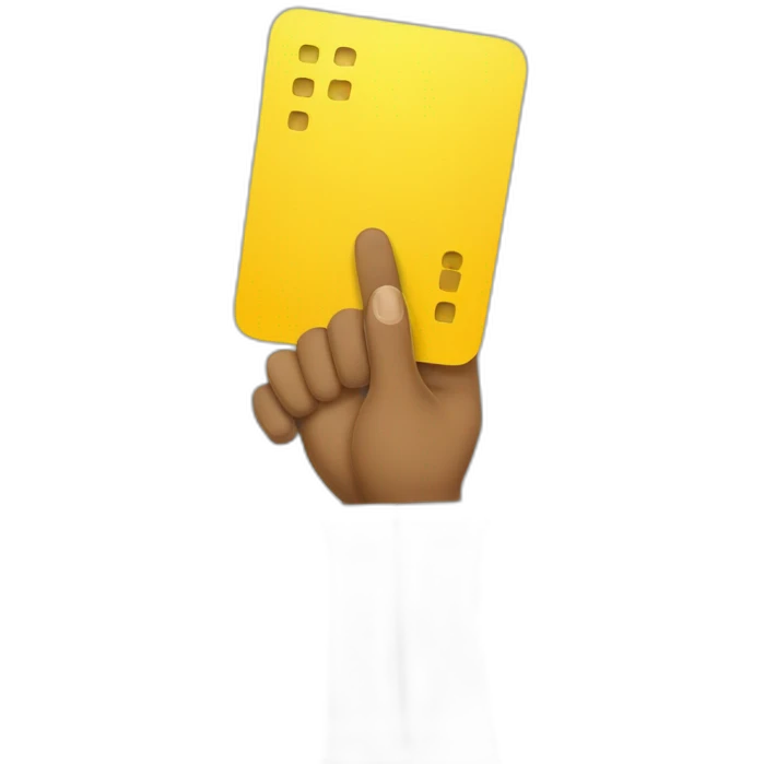 two fingers holding yellow card like referee emoji