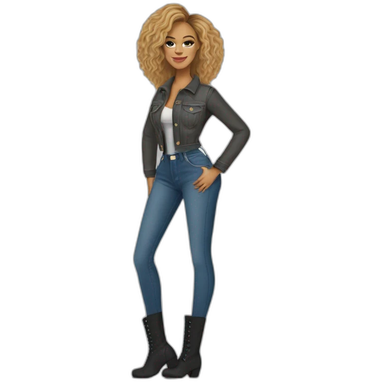 Beyoncé with tight blue jeans and overknee boots emoji