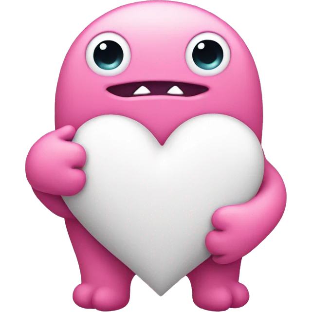 cute pink monster hug white heart emoji