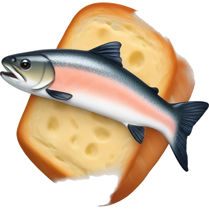 a salmon eating bread emoji