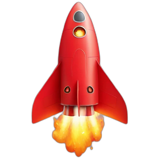 Red spaceship with fire emoji