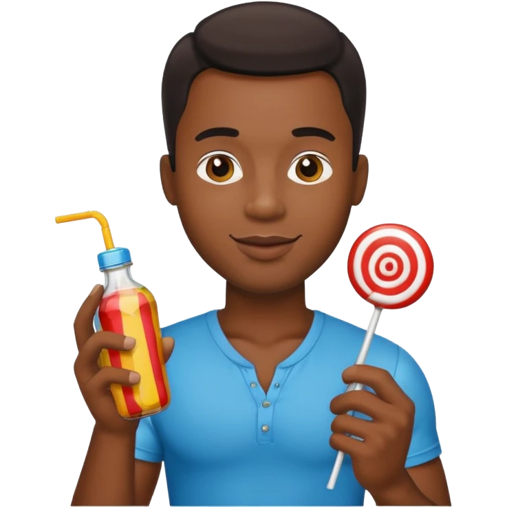 Sexy black man hold a bottle and a lollipop emoji