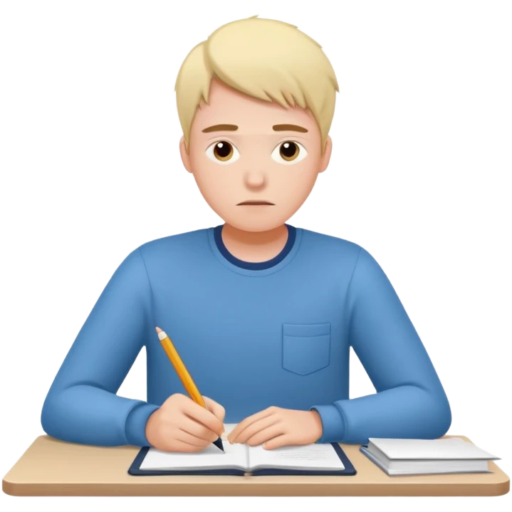 student stressed while writing a cv. in google/android style, which features clean and modern look and generally flat colours emoji