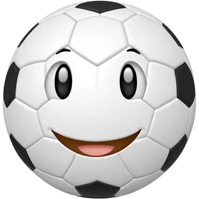 A soccer ball with a cute smiling face emoji