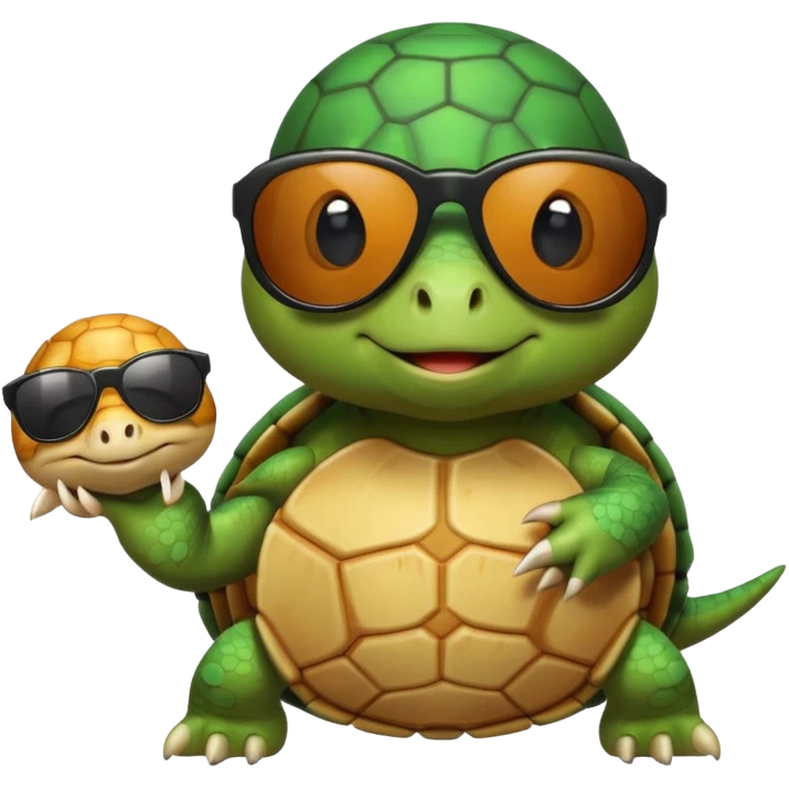Turtle wearing sunglasses holding a gerbil  emoji