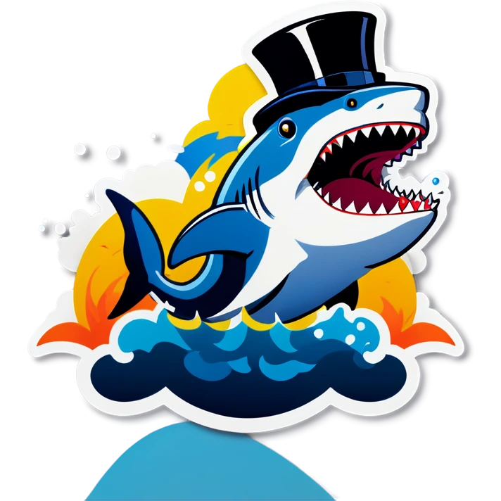 Shark with a top hat emoji