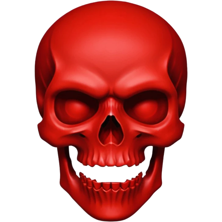 A stylized, bright red skull against a deep black background, with thick, angular features, minimalist design, vector art, gothic aesthetic, high contrast, dramatic lighting, saturated blood red, centered composition, extreme sharpness, smooth textures, dark and menacing atmosphere, emoji