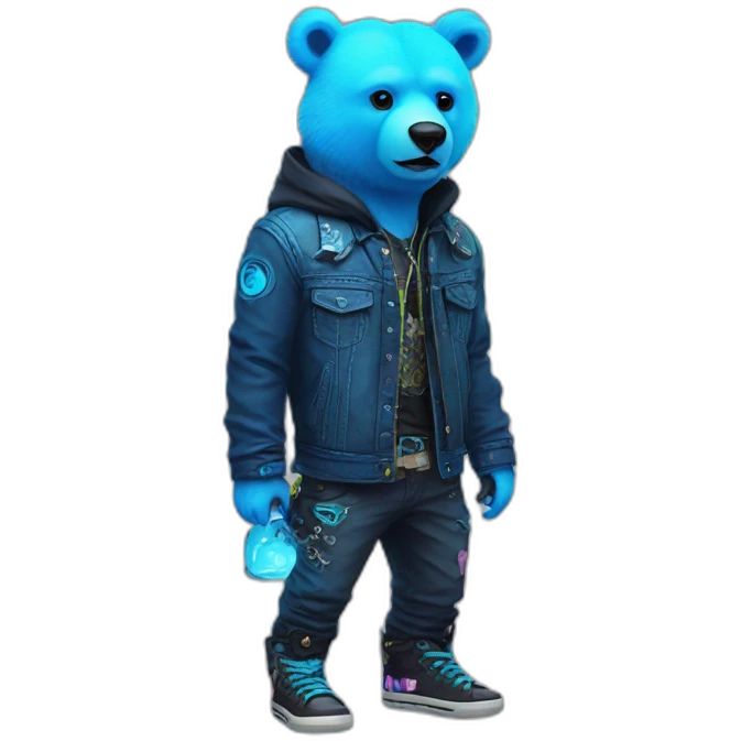 bear blue neon punk emoji