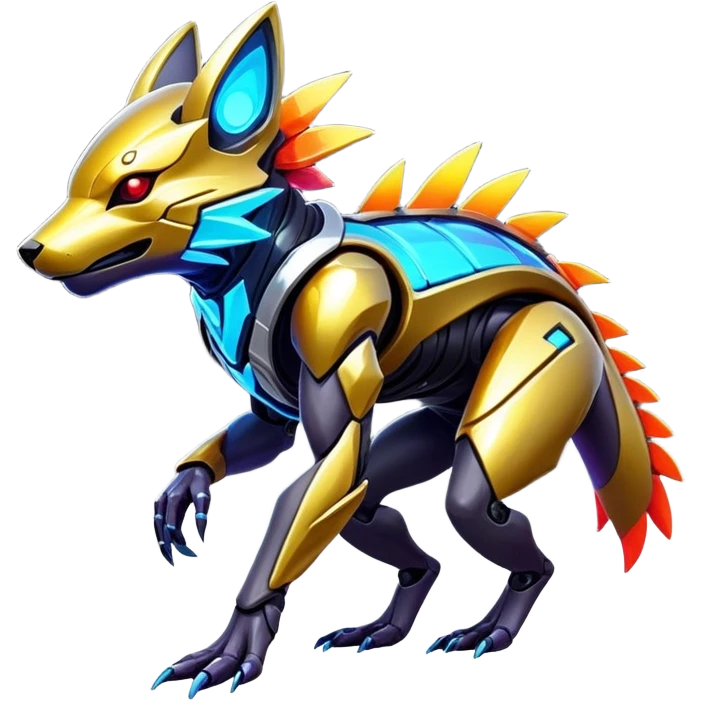 Shiny Epic Edgy Cool Colorful Vibrant Modern Vernid-Protogen-creature-animal, full body  emoji