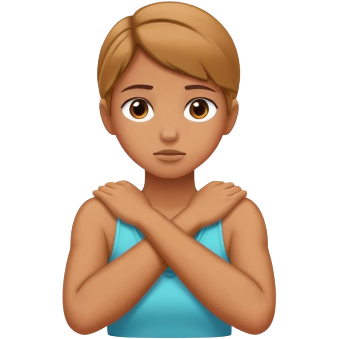 girl choking her neck arms crossed emoji