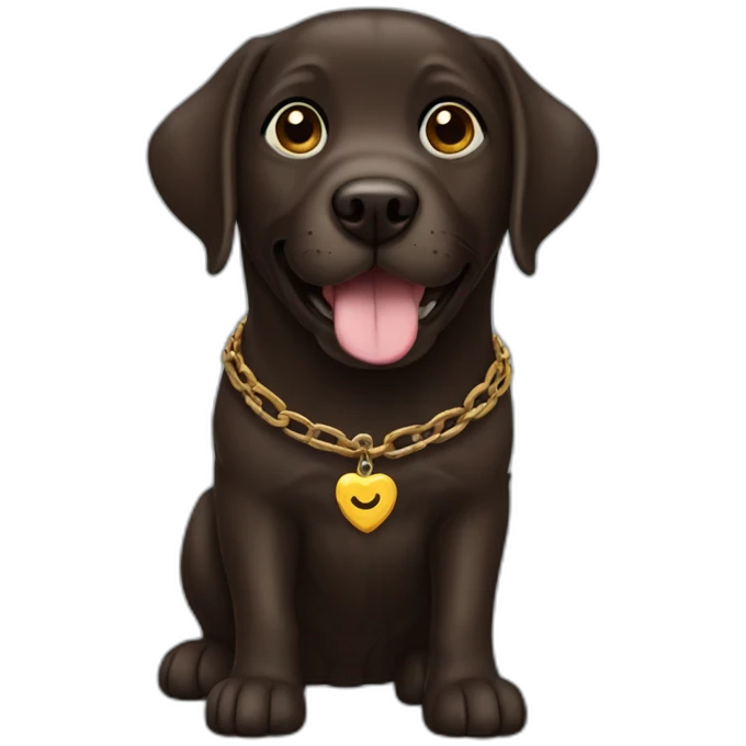dark brown labrador, smiling, with glasses, and a SAM chain emoji