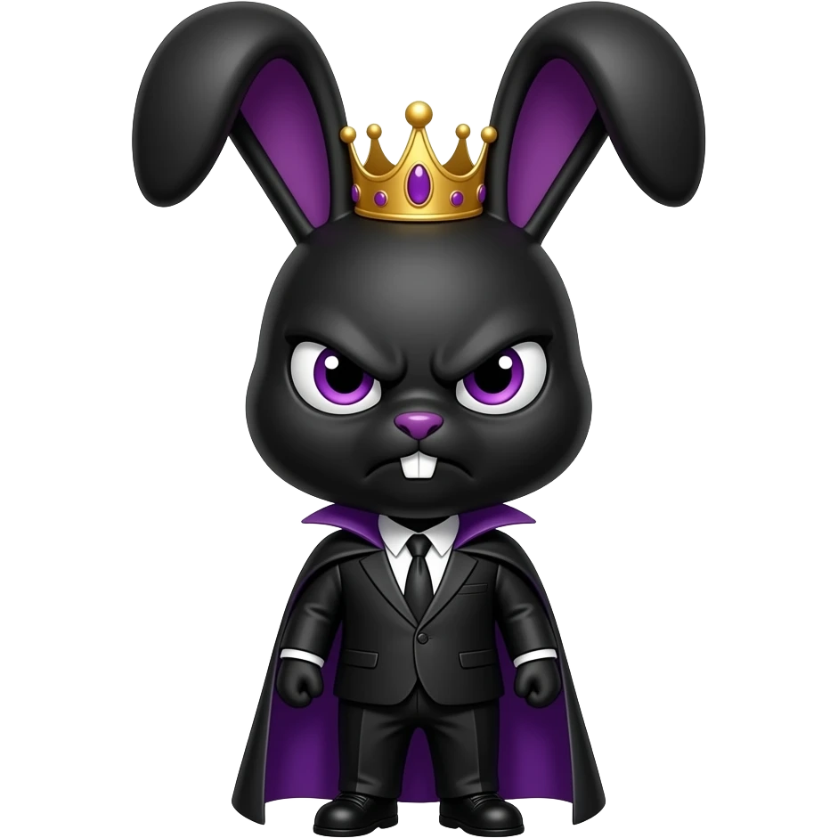 bunny black animal kid villain angry king crown suit black layer purple eye demon purple emoji