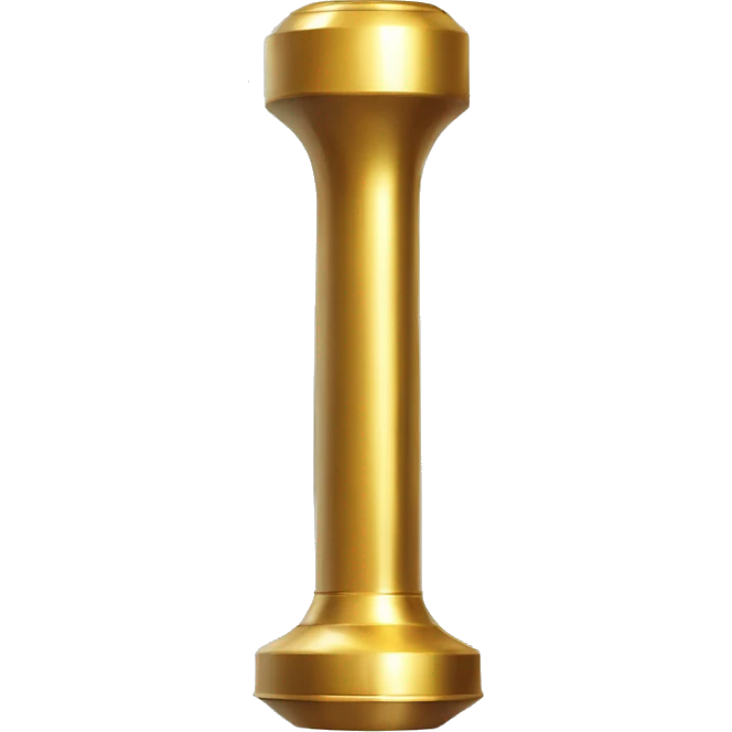 A long, golden, polished object with a reflective finish, featuring an extended front section, a secure grip, a small lever mechanism, and a top alignment guide for precision. Its design is both sturdy and sleek, catching light along its surface. emoji