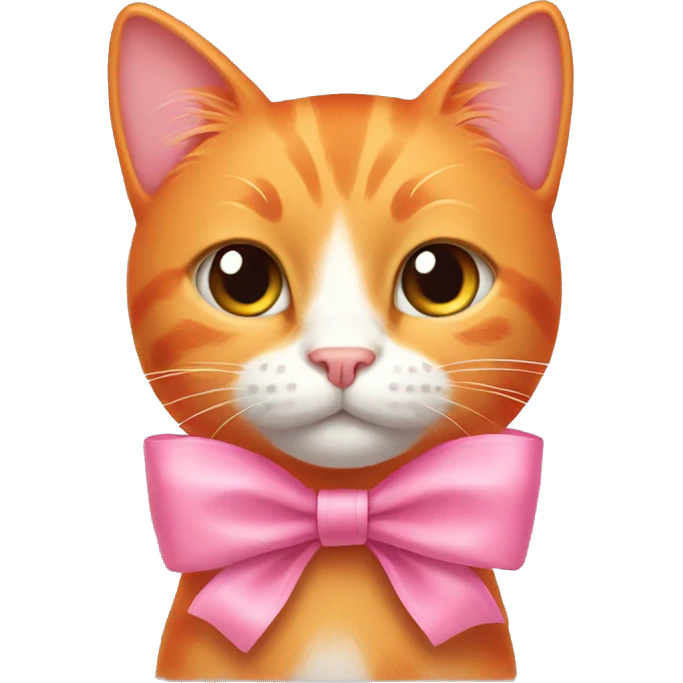 Orange cat with a pink bow emoji