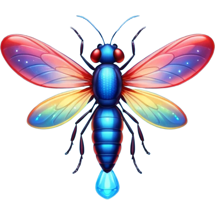 glitter red and blue firefly emoji