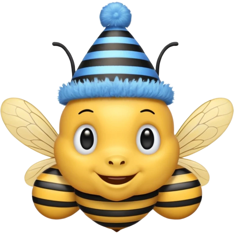 
Bees with blue Birthday Hat, Happy bee with striped party hat emoji