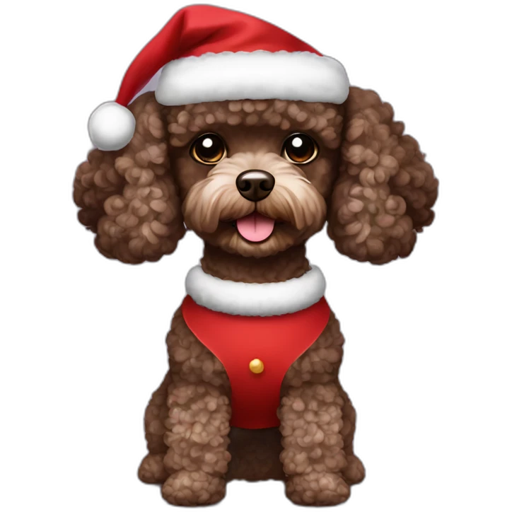 Dark brown toy poodle Christmas costume emoji