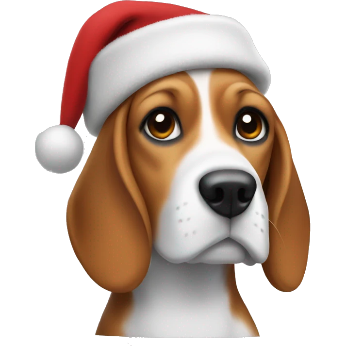Beagle with Christmas hat emoji