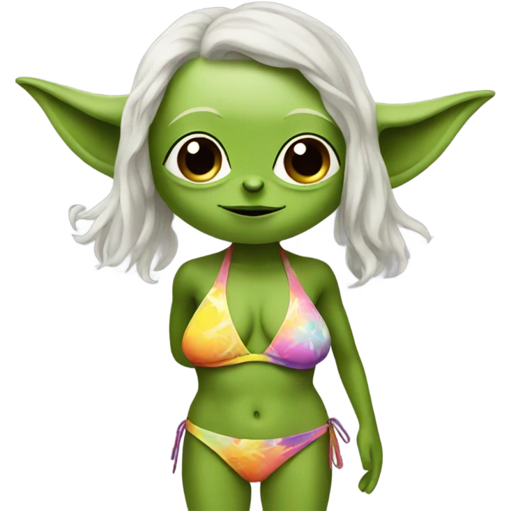 Yoda wearing a bikini emoji