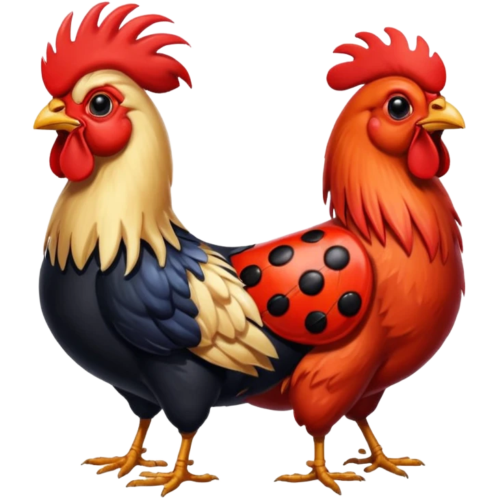 A rooster and a ladybug emoji