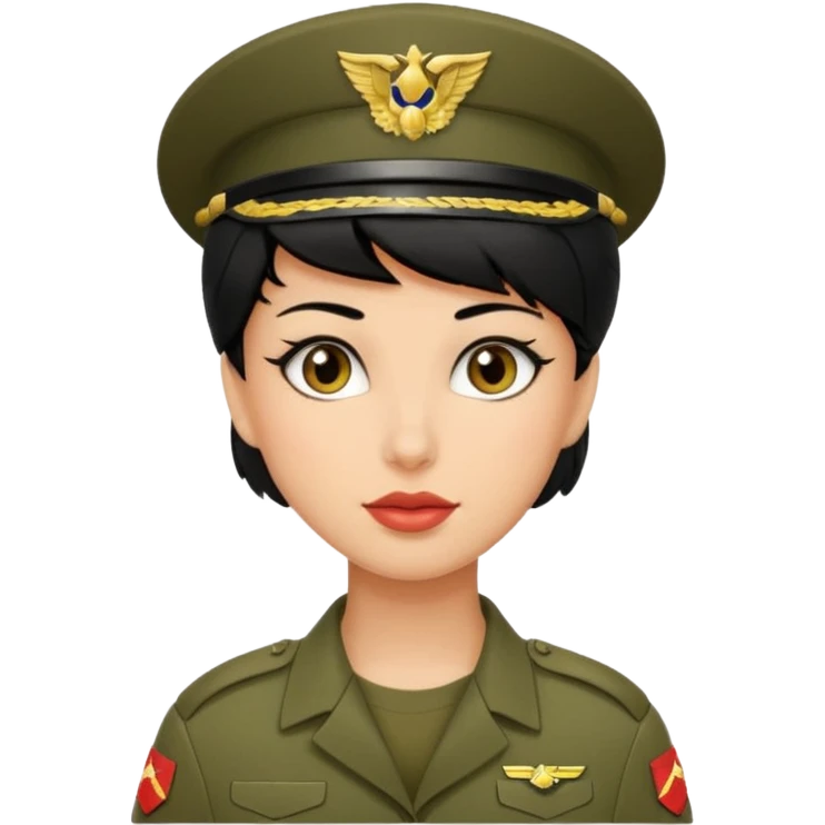 female soldier blac hair style emoji
