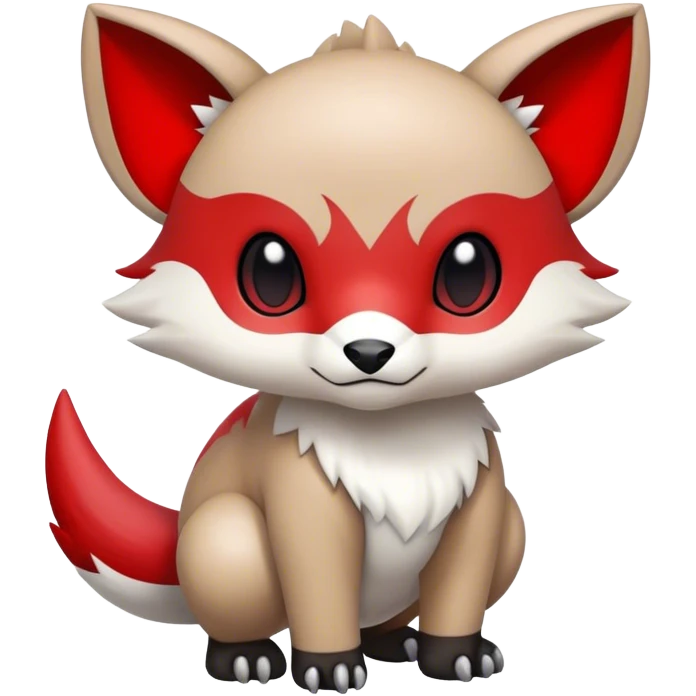 Cute cool black red white animal hybrid Fakemon full body emoji