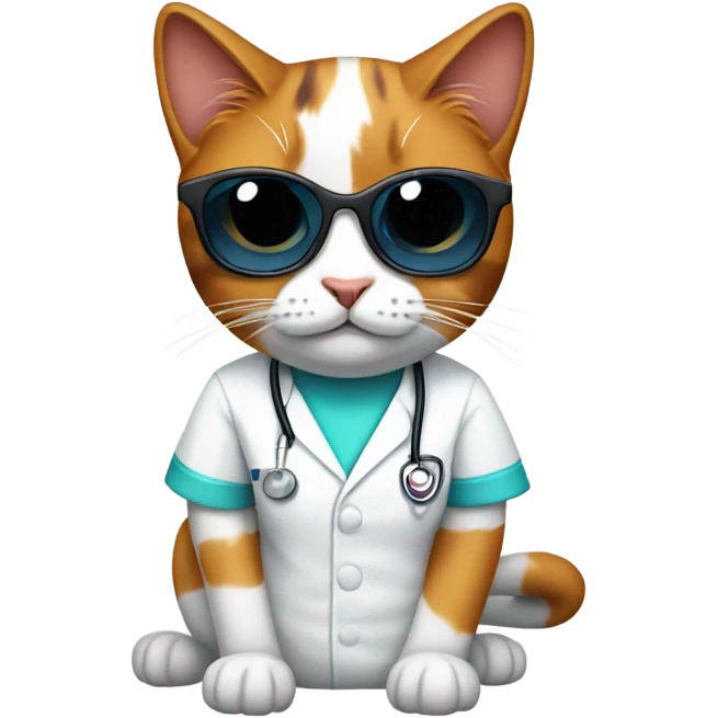 Calico cat with sunglasses wearing nurses uniform emoji