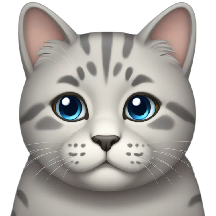 Deep blue pudgy big cute cat emoji