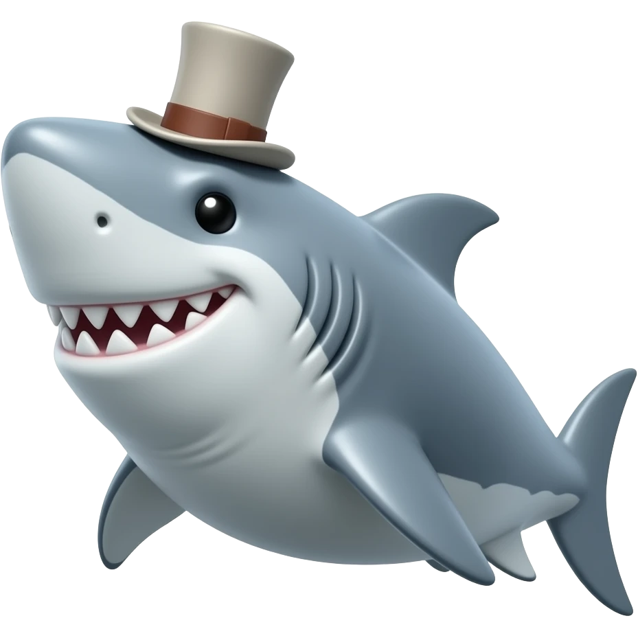 Shark with a top hat emoji