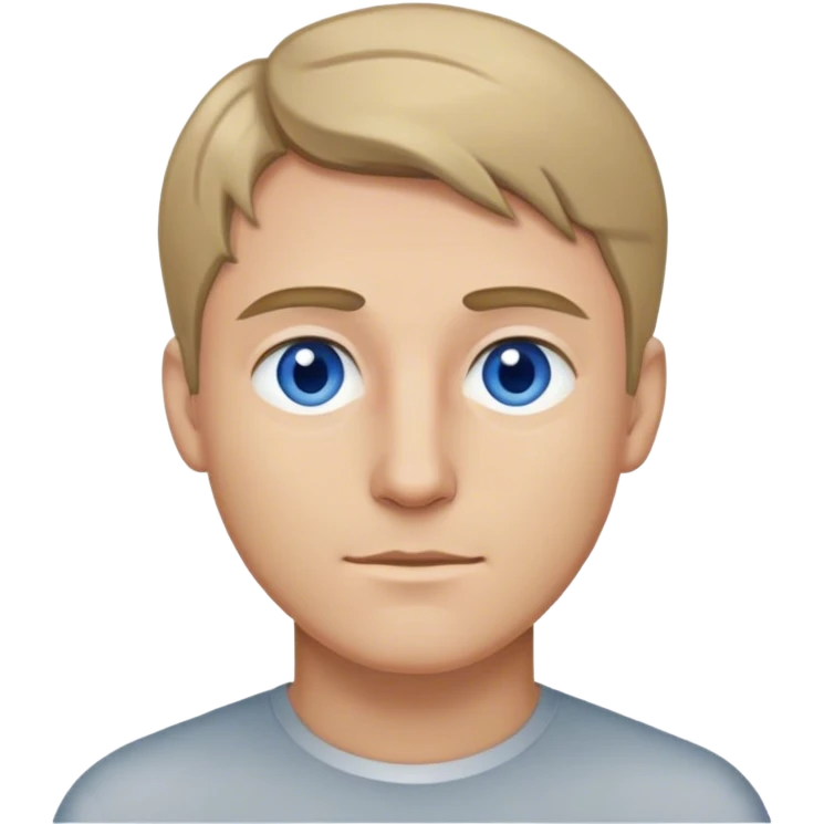man dark blonde thin hair without parting blue-grey eyes emoji