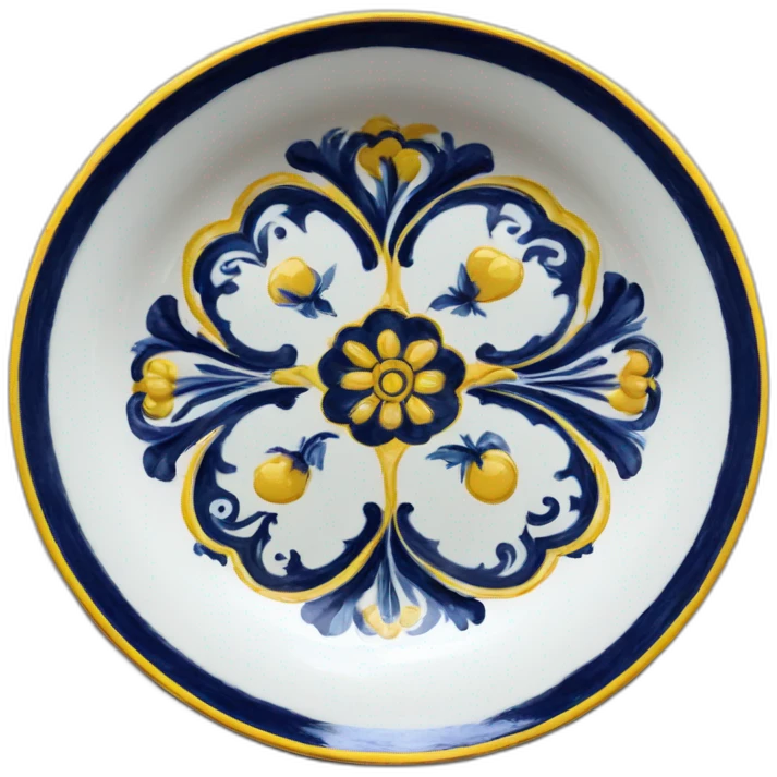 Deruta plate blue yellow emoji