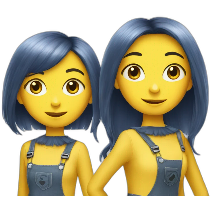 two girls wearing minion costumes emoji