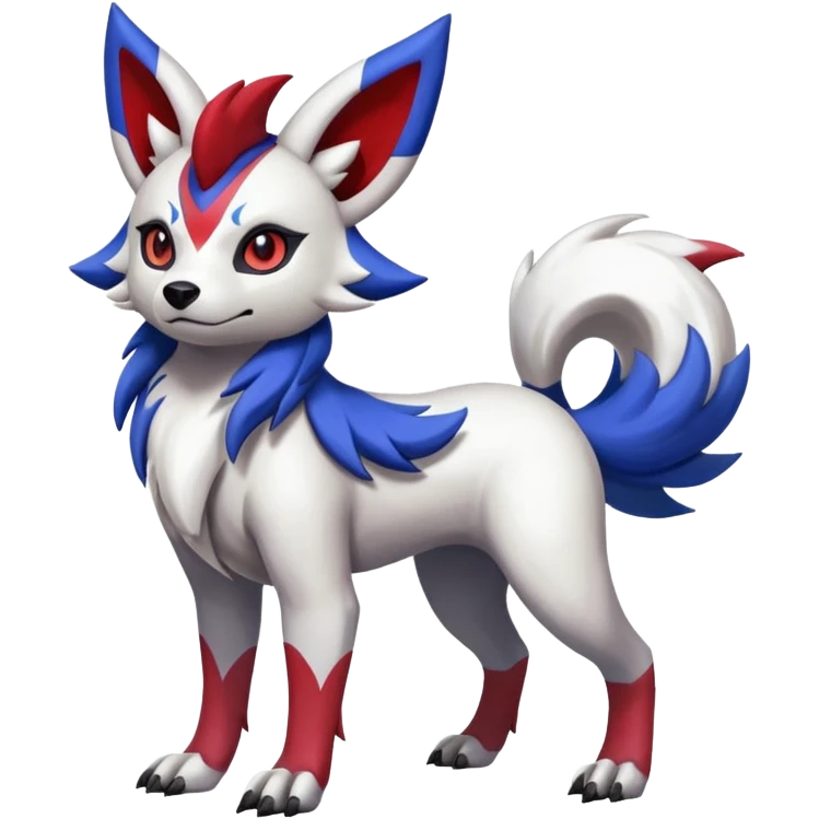 Colorful Skilled Adept Graceful Asian Painted Lycanroc-Absol-Zangoose-fusion-hybrid-creature (full body) emoji