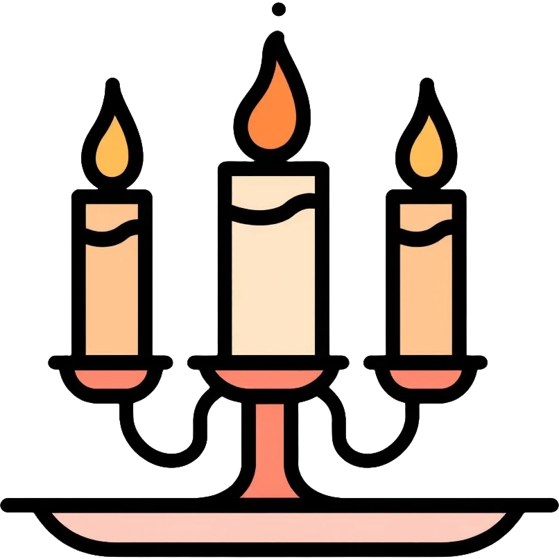 stylish three-candle holder with flames emoji