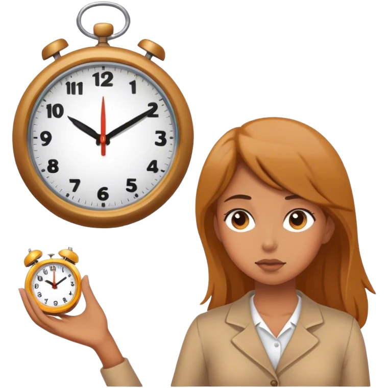 Girl looking at clock emoji