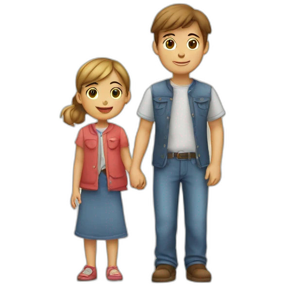 Fille et garçon Câlin emoji