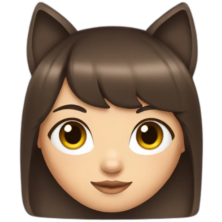 brunette bangs cat emoji