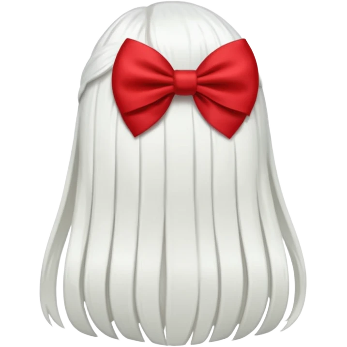 back view of white hair with red bow emoji