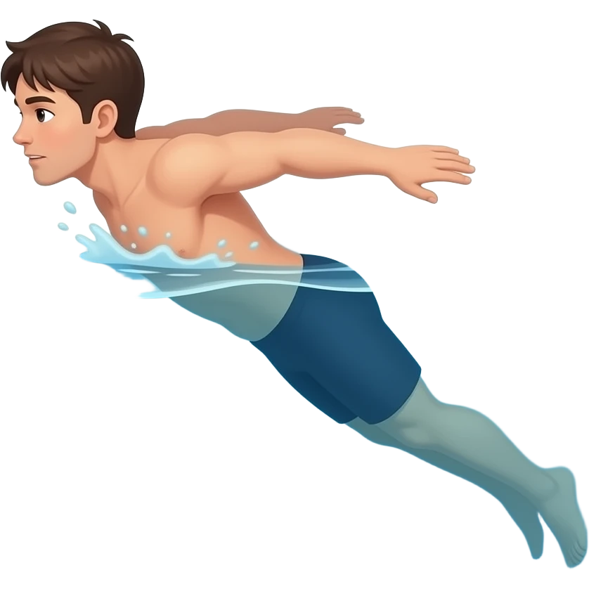 swimming in the pool, full body, side view emoji